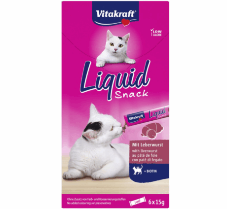 Vitakraft Cat Liquid Snack Leverworst & Biotine 66x 15gr